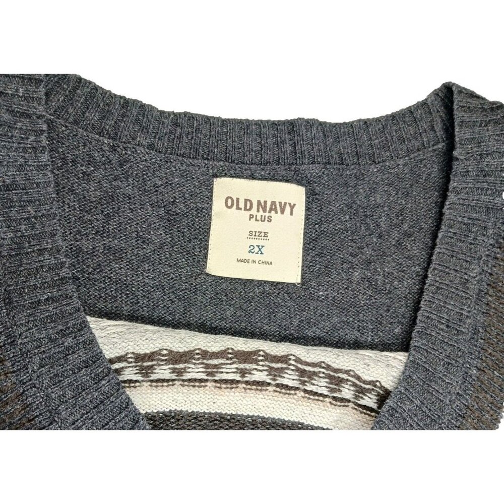 Old Navy Plus Fair Isle Sleeveless Sweater Dress Knit Womens 2X Charcoal Gray - Picture 6 of 9